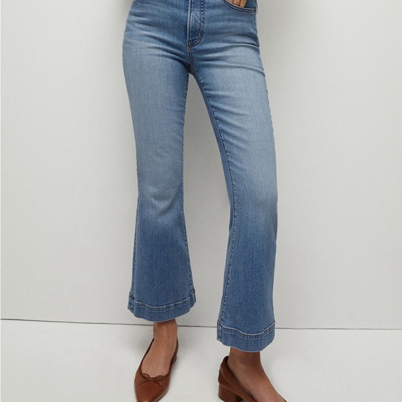 Veronica Beard Carson Ankle Flare High-Rise Washed Denim Jeans Size 27 - Picture 2 of 9